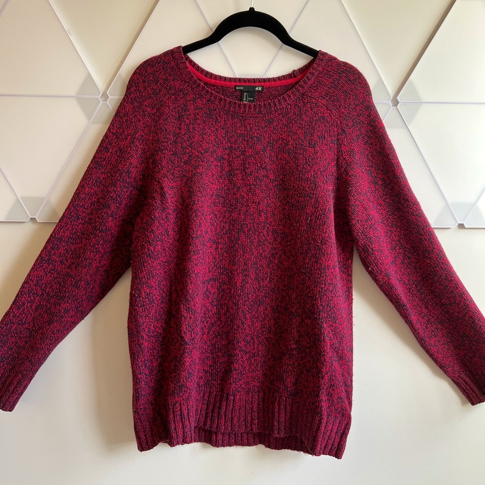 Red Purple Heather H&M Sweater Knit Pull Over - L or Oversize
